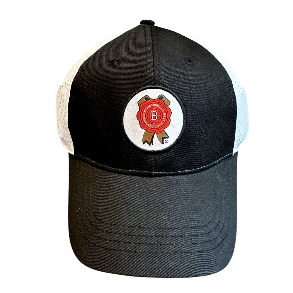Jim‎ Beam Hat Trucker Baseball Cap Adjustable Black White Mesh Bourbon Whiskey